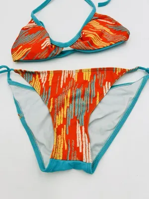 Hurley Teal Orange Bikini Size Small Halter Tie Swimwear Two Piece thumbnail 4