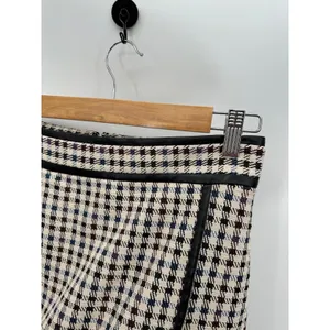 Ann Taylor‎ Black Plaid Faux Leather Trim Wrap Skirt Size 2 NWT Preppy Mini thumbnail 5