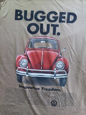 'Bugged Out' VOLKSWAGEN Tan Graphic Tee with Red Beetle thumbnail 2
