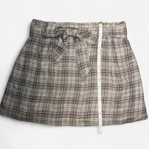 American Eagle Outfitters Tan Plaid Mini Schoolgirl Skirt with Tie Waist thumbnail 3