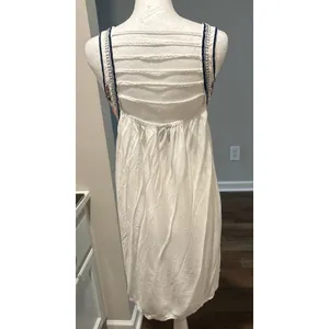 Forcynthia Beachwear White Embroidered Boho Cover Up Dress Rayon Medium thumbnail 4
