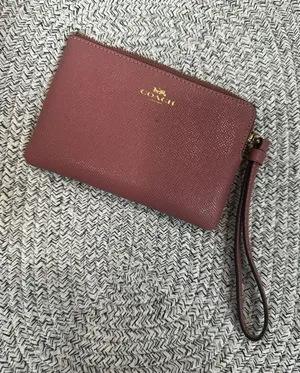 Coach Pebbled‎ Leather Wristlet - Mauve Pink thumbnail 1