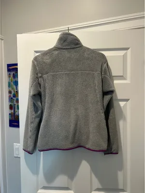 Patagonia Polartec Thermal Pro Gray and Purple Fleece Pullover Jacket Sz S thumbnail 5