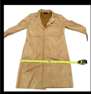 Premise Studio Faux Suede Leather Longline Jacket Trench Coat Camel Tan Size M ECU thumbnail 8