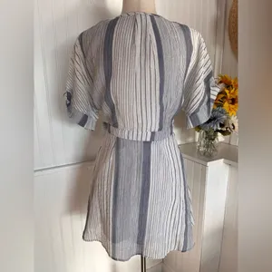 Sienna Sky Blue Striped Wrap Dress thumbnail 3