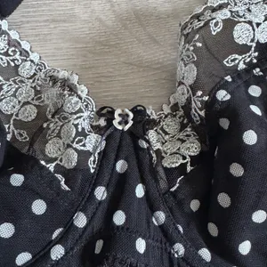 Paramour Black Polka Dot Floral Embroidered‎ Unlined Underwire Bra 40D 115702 thumbnail 2