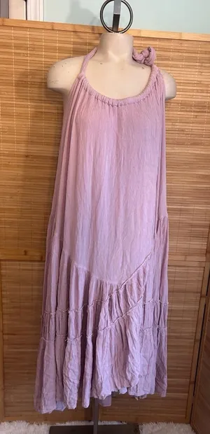 Free People Bare it All Lavender purple Maxi Dress boho hippie woman’s medium thumbnail 1