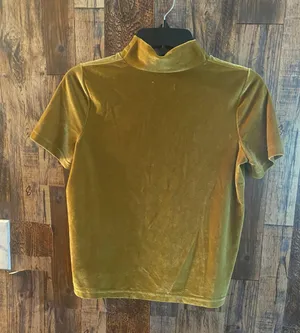 Madewell Velvet Short Sleeve Top | Size XS (mustard color) thumbnail 3