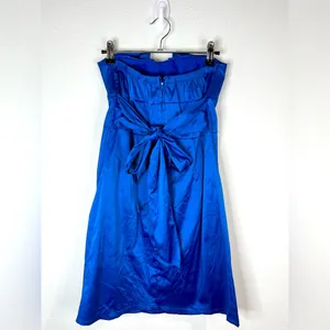 Mind Code Royal Blue Strapless Mini Dress Sweetheart Neckline Satin Pleated Zip thumbnail 7