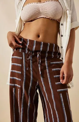 Free People come to play striped wide leg cropped pants thumbnail 3