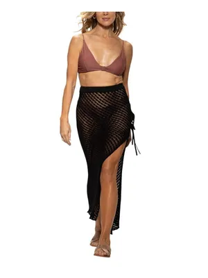 NWT Dotti Womens Crochet Side-Tie Cover-up Maxi Skirt 85273 Black L thumbnail 2