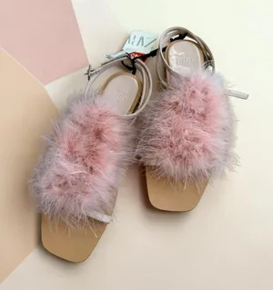 ZARA Pink Feather Sandals Size 38 / 7.5 NEW NWT thumbnail 1