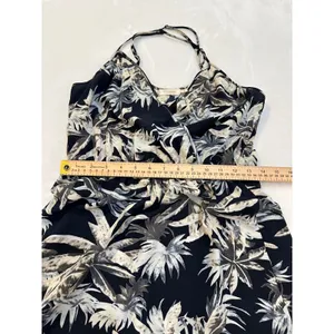 Blu Pepper Women Black Ivory Tropical Palm Leaf Print Wrap V-Neck Maxi Dress S thumbnail 6