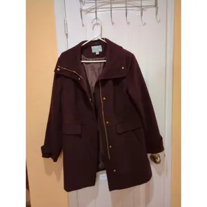 Womens Cole Haan Coat Size 14 Wool Blend Bordeaux Dark Red Burgundy thumbnail 5