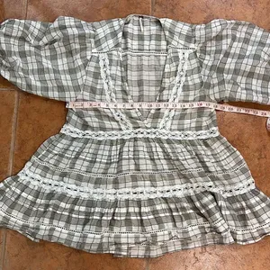 Free People Time Out Babydoll Tunic Cotton‎ Ivory grey combo size SP thumbnail 7