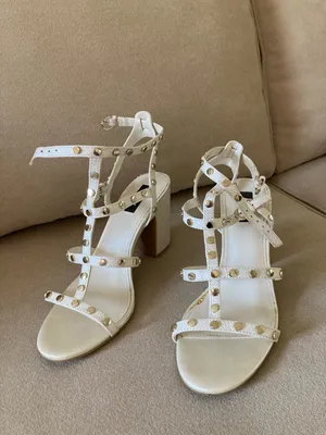 DKNY Ivory Strappy Studded Block Heel Sandals thumbnail 4