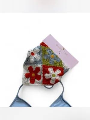Aerie Light Sky Blue Bikini M & Crochet Bandana Set thumbnail 5