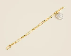 J Crew Pavé-encrusted heart charm bracelet thumbnail 1