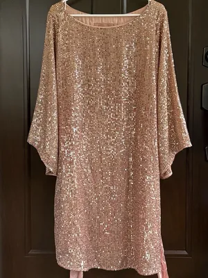 Anthropologie Starling Sequined Tunic Dress Gold Size XL thumbnail 11