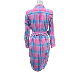 J. Crew Pink Blue Madras Plaid Cotton Shirt Dress Long Sleeve‎ AW560 Womens 2 thumbnail 7