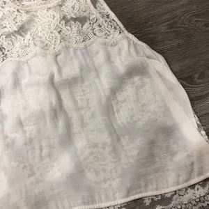 Free People Lace Top Cream Boho Chic Bohemian Tank Blouse Large thumbnail 5