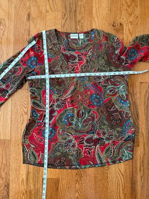New Chico's Women’s Silk Paisley V-Neck Blouse thumbnail 8