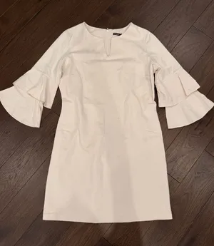 J. McLaughlin Cream Tiered-Ruffle Shift Dress Size Large - C54-112 thumbnail 1
