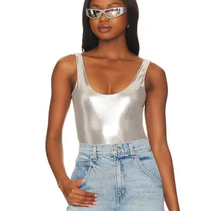 Superdown Nadia Metallic Bodysuit Size S Silver Festival Rave Club Disco Party thumbnail 12