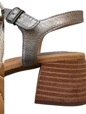 EUC Born Leather Shonie Heeled Sandals Gold Size 8 Retail $130.00 thumbnail 4
