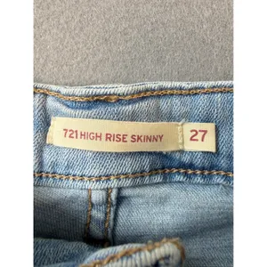 Levis 721 High Rise Light Wash Distressed Raw Hem Denim Shorts Womens 27 thumbnail 4