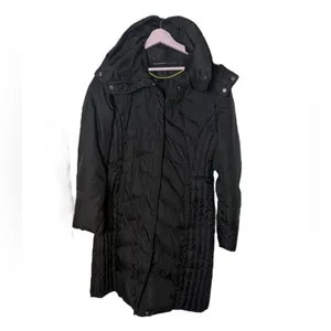 Marc NY parka quilted coat feather down mid length jacket removable‎ collar S thumbnail 2