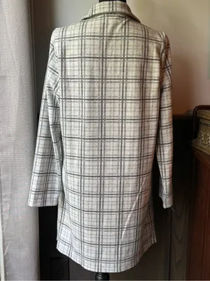 MELLODAY Black & Off White Plaid Open-Front cardigan thumbnail 3