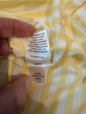 Garnet Hill Organic Cotton Striped Tee Yellow White Size XS thumbnail 5