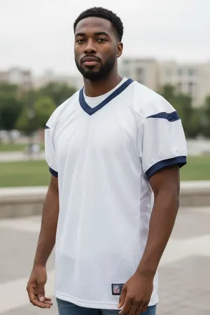 CHAMPRO Football Jersey - White w/ Blue - Medium - New thumbnail 1