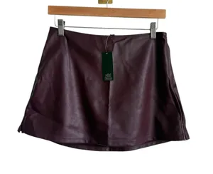 Wild Fable Burgundy Faux Leather Mini Skort Fall Size Small NWT thumbnail 1