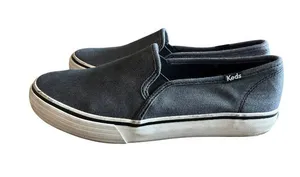 Keds Womens 7.5 Grey Canvas Slip On Sneakers WF59047 USED thumbnail 1