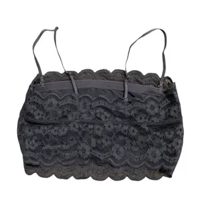 Black Floral Lace Bandeau Bralette Size Small Adjustable Straps Stretch Boho Lay thumbnail 3