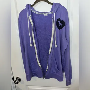 PINK by Victoria’s Secret Y2K Oversized Preppy Pockets Hooded Full Zip Jacket M thumbnail 10
