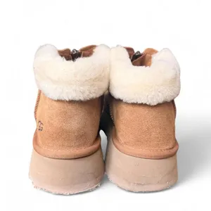 UGG Funkarra Zip Cuffed Platform Slippers Chestnut Suede Shearling Women’s 10 thumbnail 7