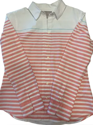 Banana Republic White Oxford‎ Shirt with Teal Stripe thumbnail 1