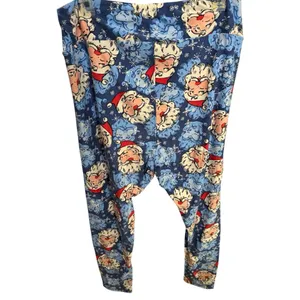 LuLaRoe Blue and White Santa Leggings Size TC2 thumbnail 5