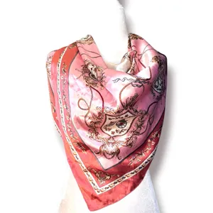 Pink Equestrian Novelty Print‎ Square Scarf Satiny Romantic Horse Girl Accessory thumbnail 8