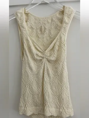 Free People Love letter Tank sweetheart sz M/L. Cream thumbnail 4