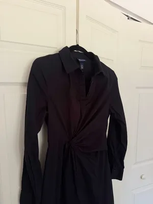 Scoop Women's Side Knot Poplin Midi Shirt Dress with Long Sleeves Size Medium thumbnail 5