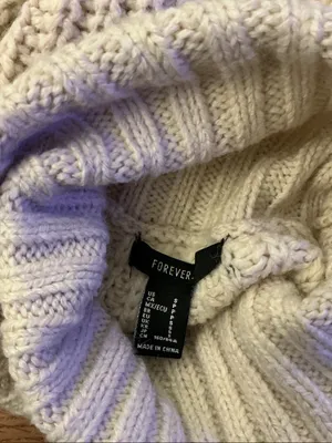 Forever 21 Cream Fringe Cable Turtleneck Sweater Size Small thumbnail 3