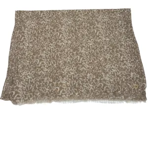 Michael Kors Scarf Womens One Size Tan Cream‎ Abstract Animal Print Fringe Wrap thumbnail 5