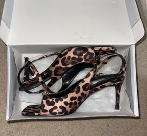 leopard satin heels Brown Size 9 thumbnail 1