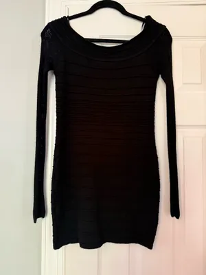 Forever 21 Black Long-Sleeve Ribbed Bodycon Dress - Women thumbnail 2