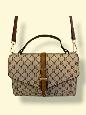 Source Unknown Beige Brown Monogram Shoulder Bag with Gold Buckle with a matching wallet. thumbnail 16