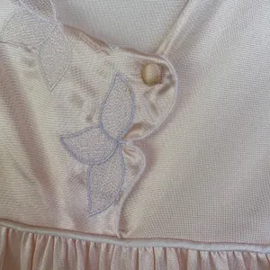 Vintage Peach Silky Slip Dress Vanity Fair Sleeveless Dainty Floral Flowy Medium thumbnail 5